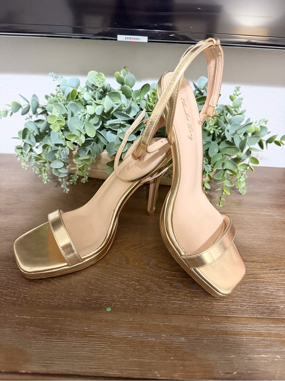 Metallic Gold High Heel Slingback Sandals